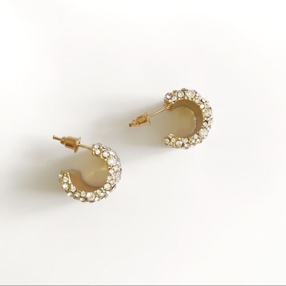 Chunky CZ Rhinestone Hoop Earrings - Picture 3 of 4